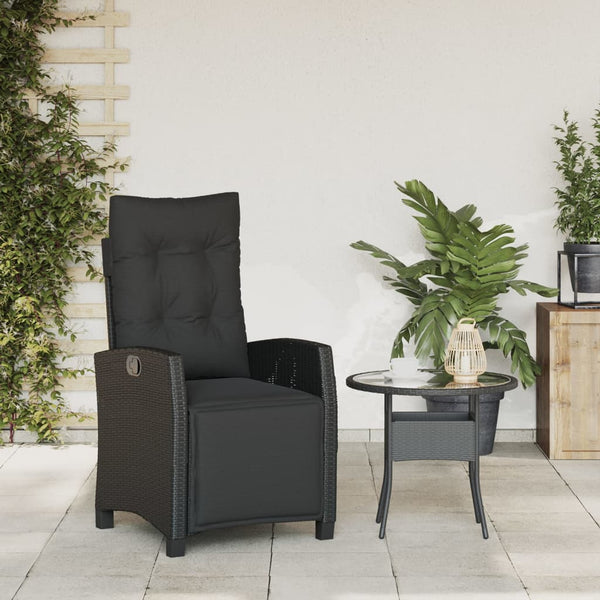 Reclining Garden Chair With Footrest Black Poly Rattan Patio Chairs