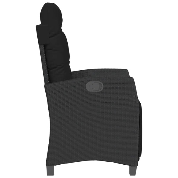 Reclining Garden Chair With Footrest Black Poly Rattan Patio Chairs