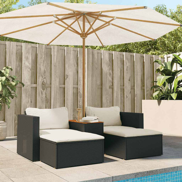 Vidaxl 5 Piece Garden Sofa Set With Cushions Black Poly Rattan Acacia Patio Furniture Sets