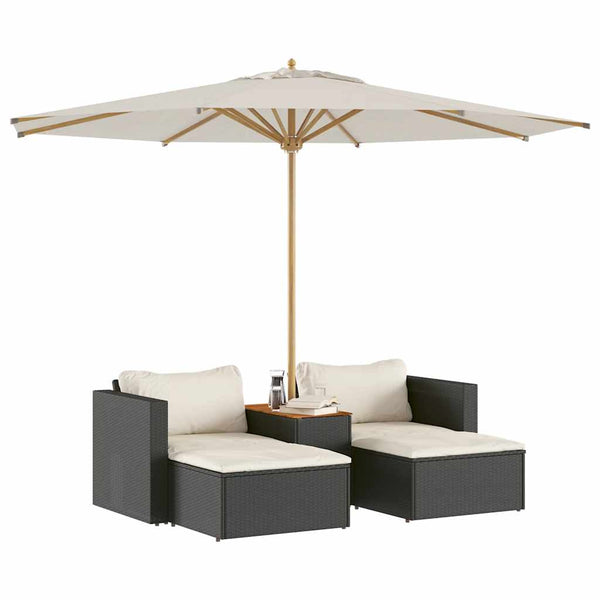 Vidaxl 5 Piece Garden Sofa Set With Cushions Black Poly Rattan Acacia Patio Furniture Sets