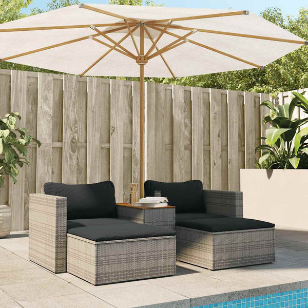 Vidaxl 5 Piece Garden Sofa Set With Cushions Grey Poly Rattan Acacia Patio Furniture Sets