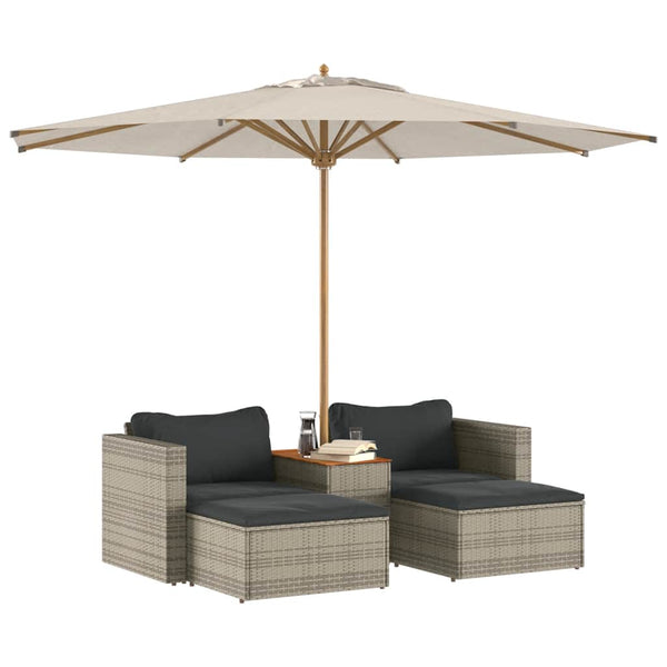 Vidaxl 5 Piece Garden Sofa Set With Cushions Grey Poly Rattan Acacia Patio Furniture Sets