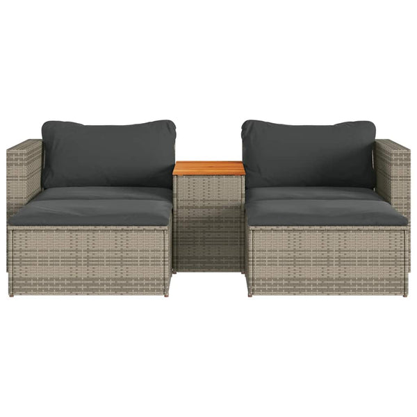Vidaxl 5 Piece Garden Sofa Set With Cushions Grey Poly Rattan Acacia Patio Furniture Sets