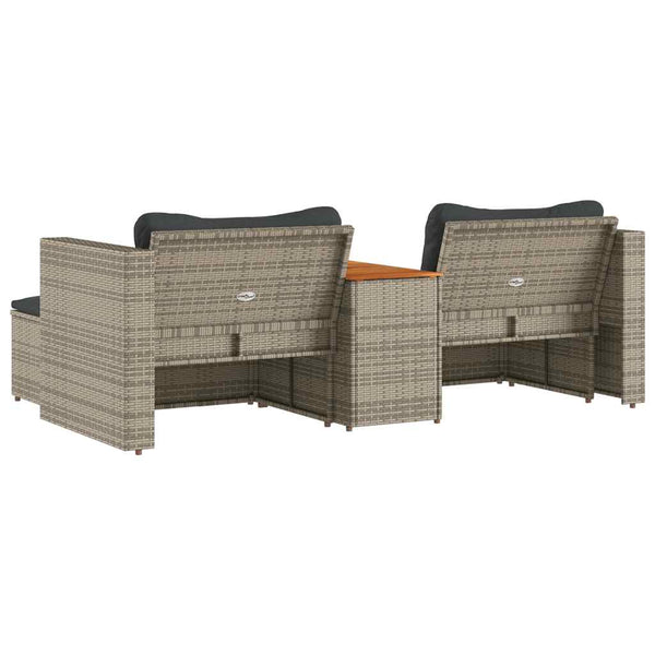 Vidaxl 5 Piece Garden Sofa Set With Cushions Grey Poly Rattan Acacia Patio Furniture Sets