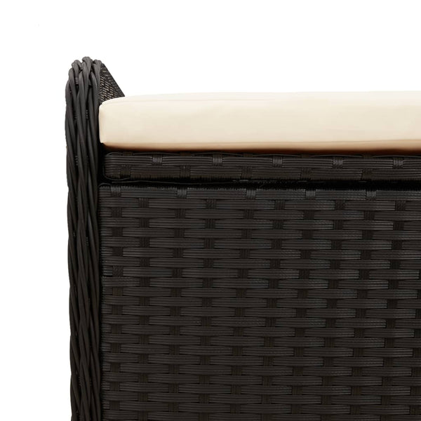Storage Bench With Cushion Black 115X51x52 Cm Poly Rattan Patio Benches