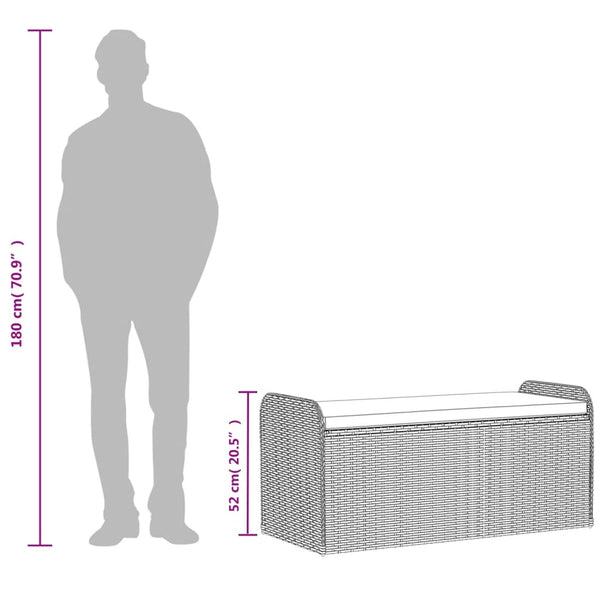 Vidaxl Storage Bench With Cushion Black 115X51x52 Cm Poly Rattan Patio Benches