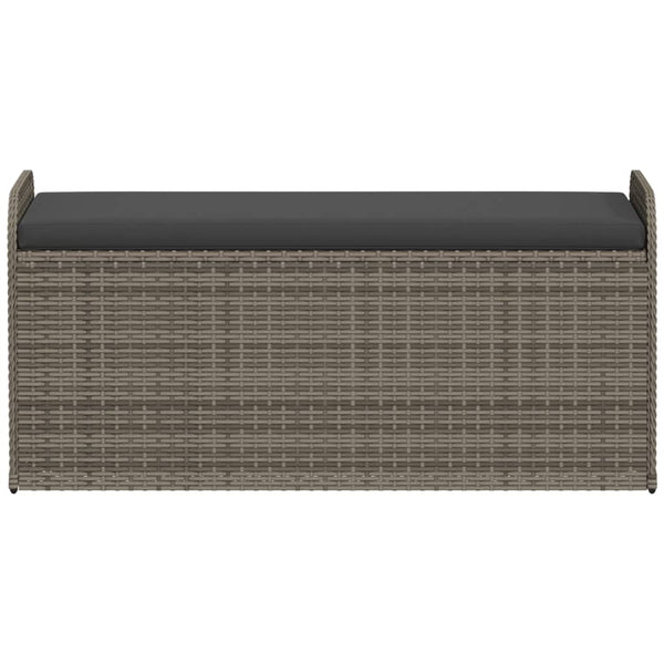 Storage Bench With Cushion Grey 115X51x52 Cm Poly Rattan Patio Benches
