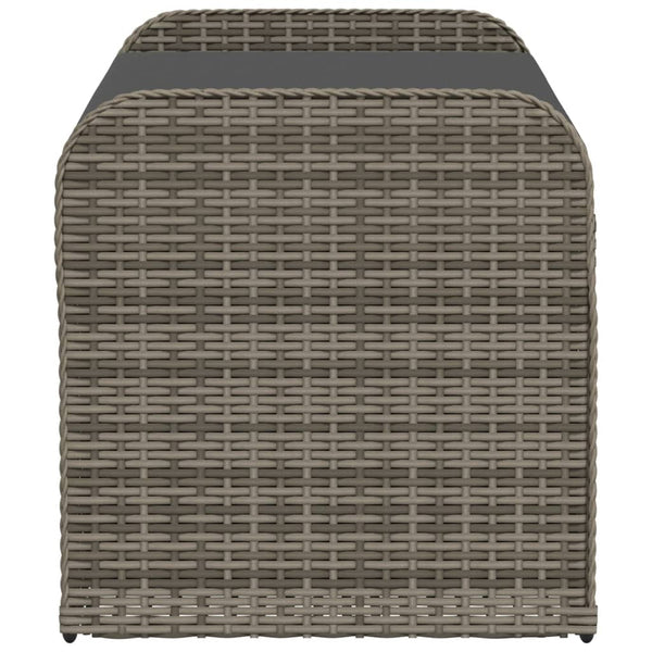 Storage Bench With Cushion Grey 115X51x52 Cm Poly Rattan Patio Benches