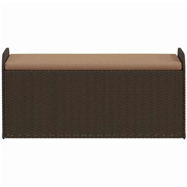 Vidaxl Storage Bench With Cushion Brown 115X51x52 Cm Poly Rattan Kitchen Bench Shelves