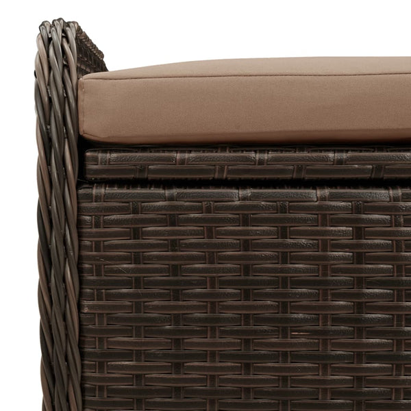 Vidaxl Storage Bench With Cushion Brown 115X51x52 Cm Poly Rattan Kitchen Bench Shelves
