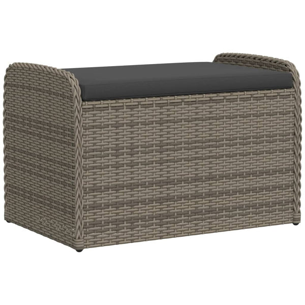 Storage Bench With Cushion Grey 80X51x52 Cm Poly Rattan Patio Benches