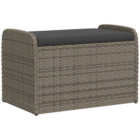 Storage Bench With Cushion Grey 80X51x52 Cm Poly Rattan Patio Benches