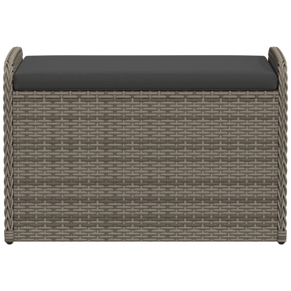 Storage Bench With Cushion Grey 80X51x52 Cm Poly Rattan Patio Benches