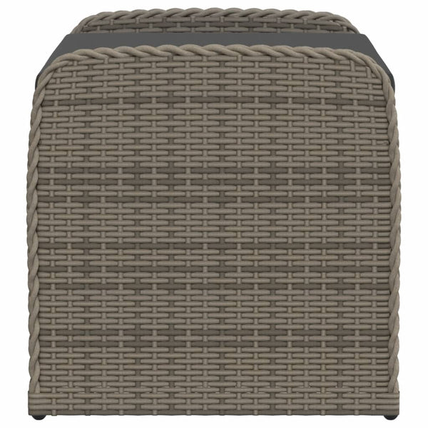 Storage Bench With Cushion Grey 80X51x52 Cm Poly Rattan Patio Benches