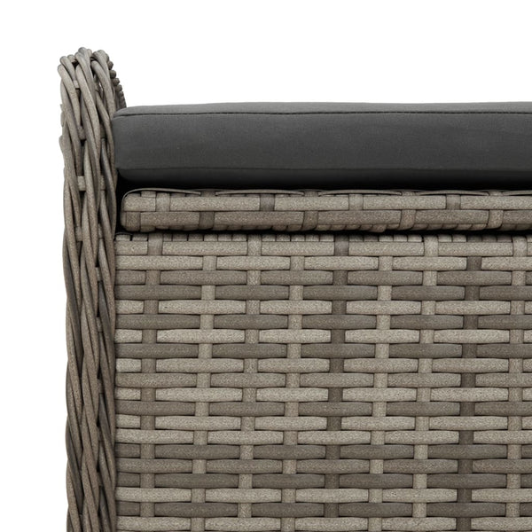 Storage Bench With Cushion Grey 80X51x52 Cm Poly Rattan Patio Benches