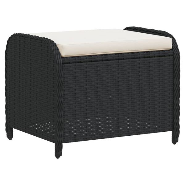 Vidaxl Garden Stool With Cushion Black 58X46x46 Cm Poly Rattan Other Patio & Garden Furniture