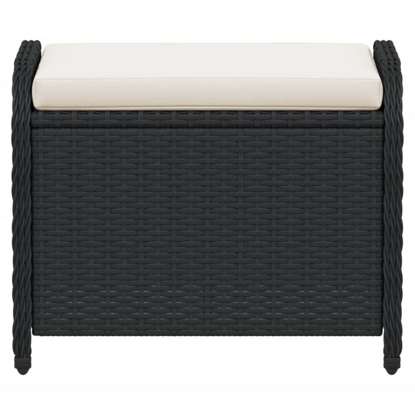 Vidaxl Garden Stool With Cushion Black 58X46x46 Cm Poly Rattan Other Patio & Garden Furniture