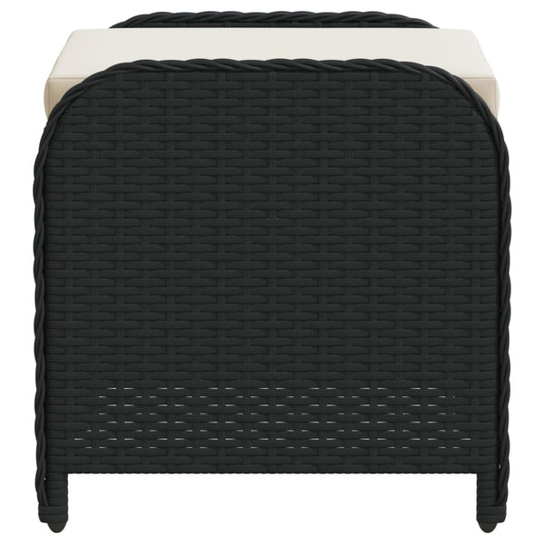 Vidaxl Garden Stool With Cushion Black 58X46x46 Cm Poly Rattan Other Patio & Garden Furniture