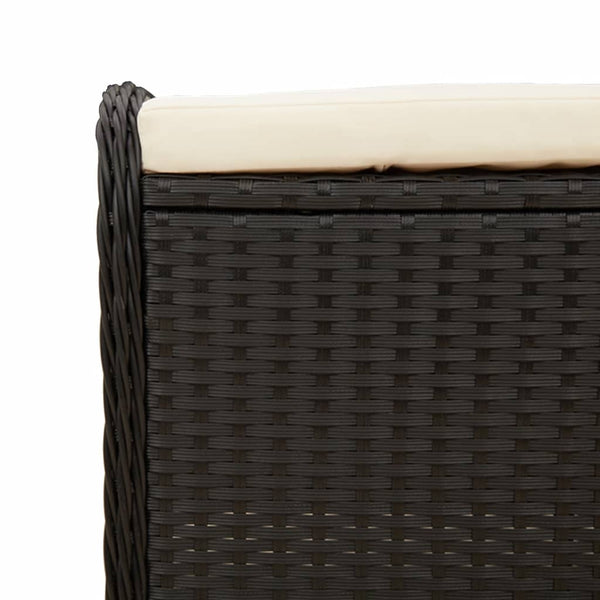 Vidaxl Garden Stool With Cushion Black 58X46x46 Cm Poly Rattan Other Patio & Garden Furniture