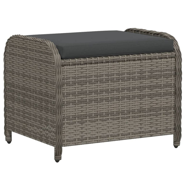 Vidaxl Garden Stool With Cushion Grey 58X46x46 Cm Poly Rattan Other Patio & Garden Furniture