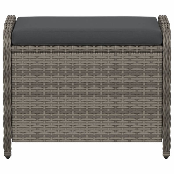 Vidaxl Garden Stool With Cushion Grey 58X46x46 Cm Poly Rattan Other Patio & Garden Furniture