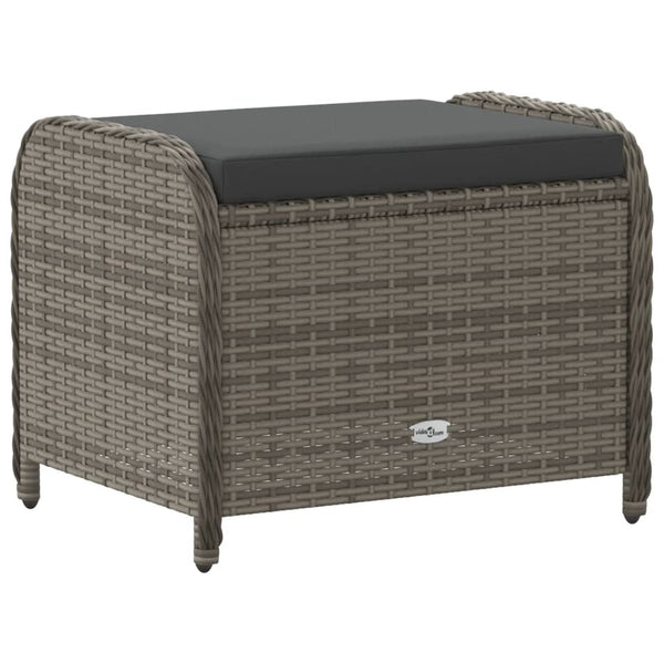 Vidaxl Garden Stool With Cushion Grey 58X46x46 Cm Poly Rattan Other Patio & Garden Furniture