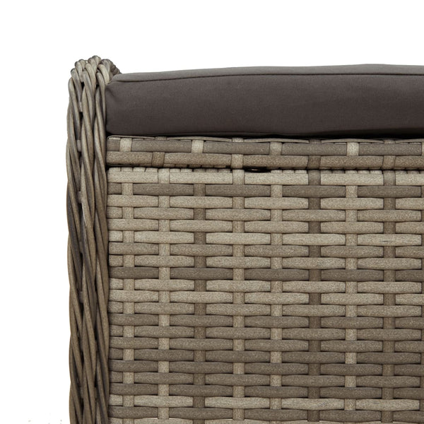 Vidaxl Garden Stool With Cushion Grey 58X46x46 Cm Poly Rattan Other Patio & Garden Furniture