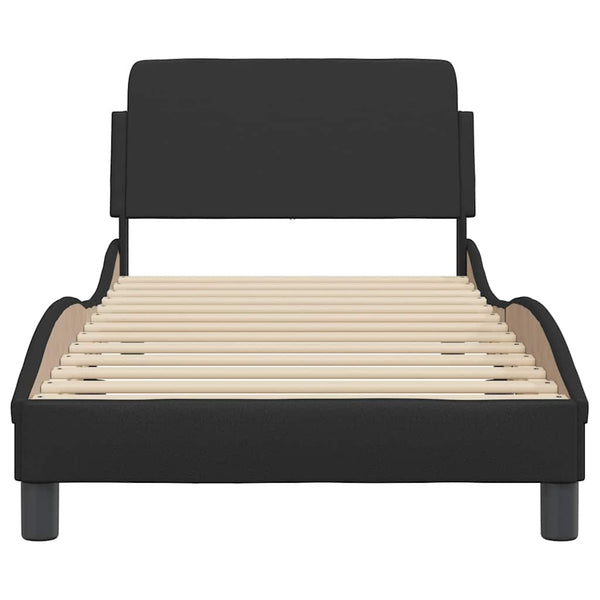 Vidaxl Bed Frame "Dover" Black 90X190 Cm Faux Leather Single Bed Frames