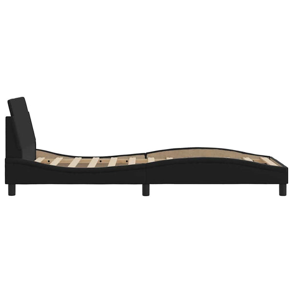 Vidaxl Bed Frame "Dover" Black 90X190 Cm Faux Leather Single Bed Frames
