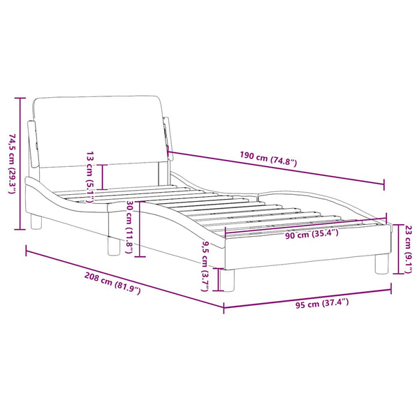 Vidaxl Bed Frame "Dover" Black 90X190 Cm Faux Leather Single Bed Frames
