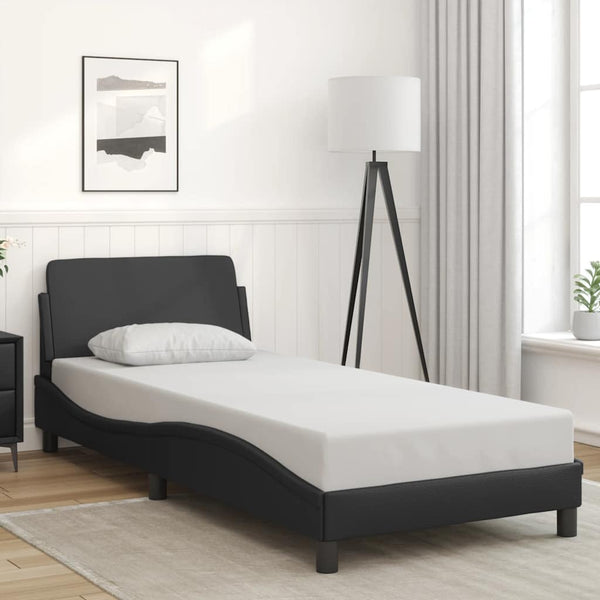 Vidaxl Bed Frame "Dover" Black 90X190 Cm Faux Leather Single Bed Frames