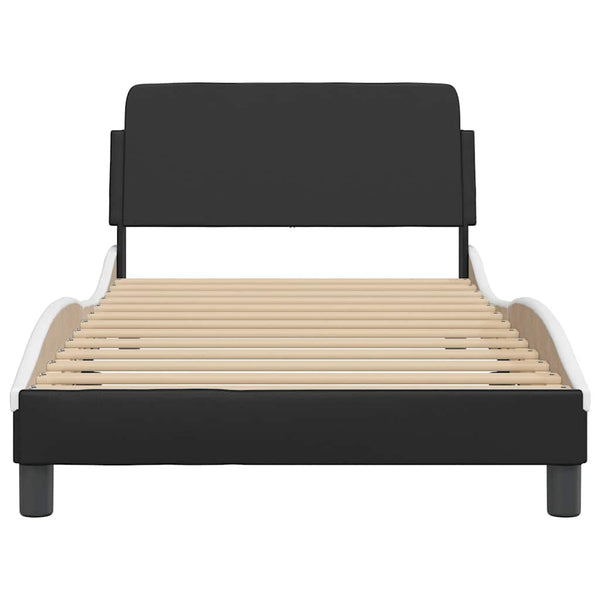 Vidaxl Bed Frame "Dover" Black And White 107X203 Cm King Single Faux Leather King Single Bed Frames