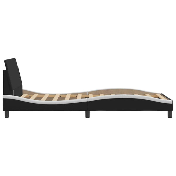 Vidaxl Bed Frame "Dover" Black And White 107X203 Cm King Single Faux Leather King Single Bed Frames