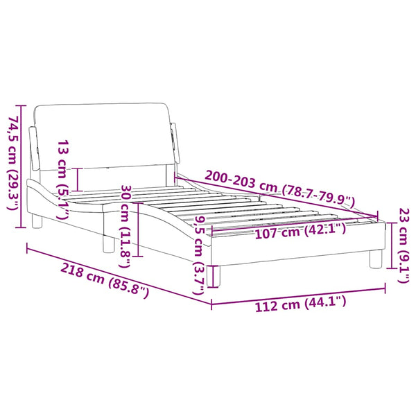 Vidaxl Bed Frame "Dover" Black And White 107X203 Cm King Single Faux Leather King Single Bed Frames