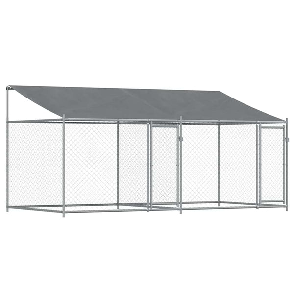 Vidaxl Dog Cage With Roof And Doors Grey 4X2x2 M Galvanised Steel Dog Cages