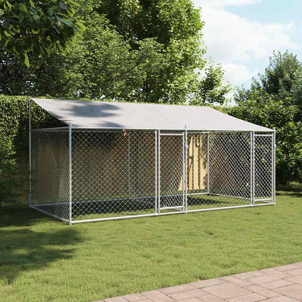 Vidaxl Dog Cage With Roof And Doors Grey 4X2x2 M Galvanised Steel Dog Cages