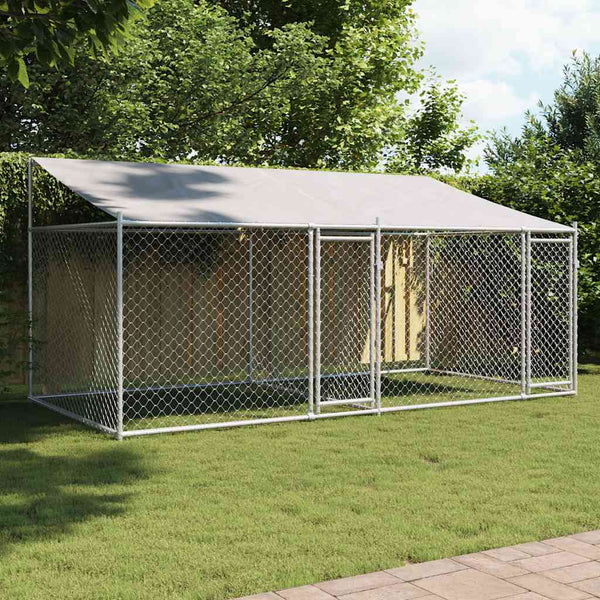 Vidaxl Dog Cage With Roof And Doors Grey 4X2x2 M Galvanised Steel Dog Cages