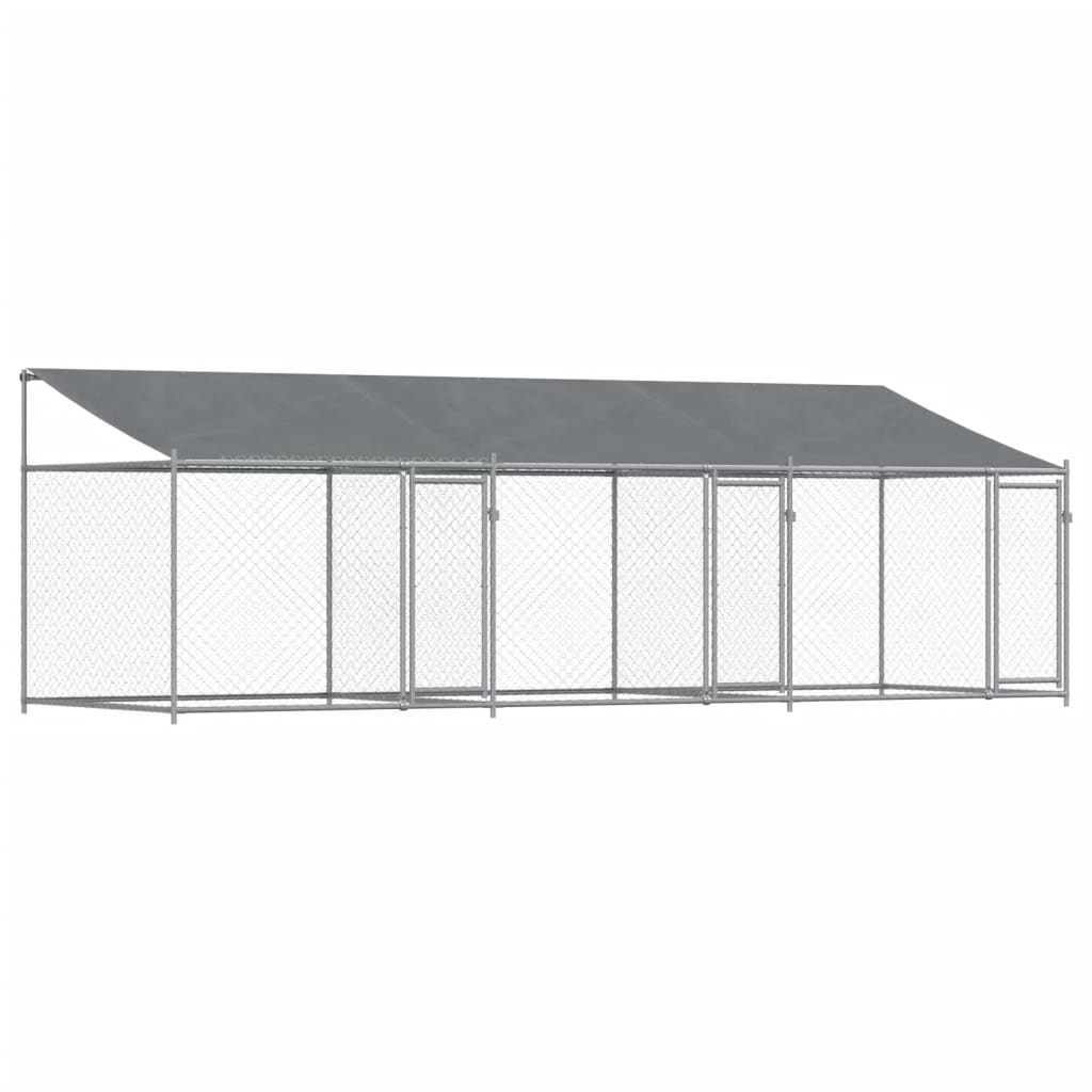 Dog Cages Dog Cage With Roof And Doors Grey 6X2x2 M Galvanised Steel
