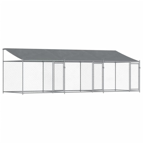 Dog Cages Dog Cage With Roof And Doors Grey 6X2x2 M Galvanised Steel