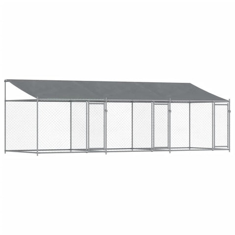 Dog Cages Dog Cage With Roof And Doors Grey 6X2x2 M Galvanised Steel