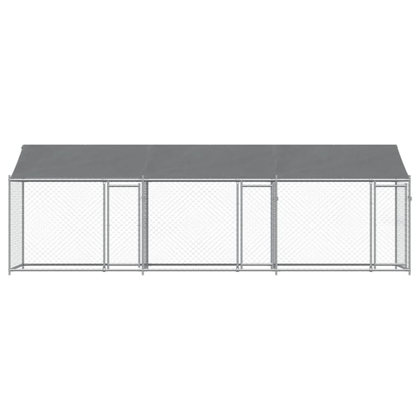 Dog Cages Dog Cage With Roof And Doors Grey 6X2x2 M Galvanised Steel