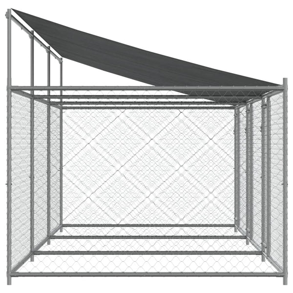 Dog Cages Dog Cage With Roof And Doors Grey 6X2x2 M Galvanised Steel