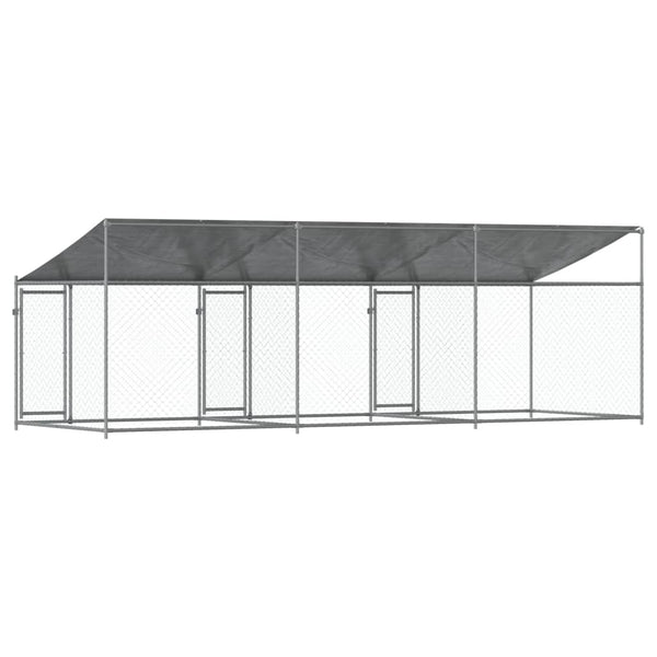 Dog Cages Dog Cage With Roof And Doors Grey 6X2x2 M Galvanised Steel