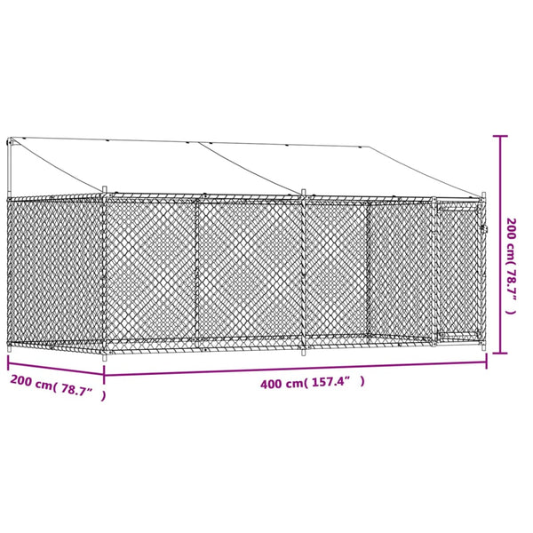 Vidaxl Dog Cage With Roof And Door Grey 4X2x2m Galvanised Steel Dog Cages