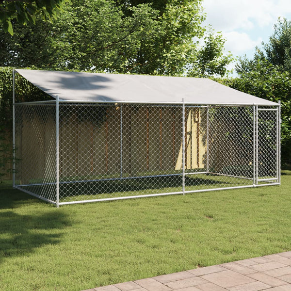 Vidaxl Dog Cage With Roof And Door Grey 4X2x2m Galvanised Steel Dog Cages