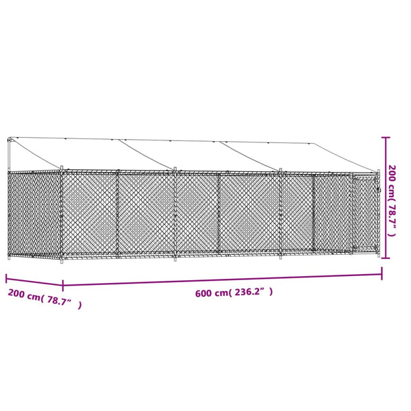 Vidaxl Dog Cage With Roof And Door Grey 6X2x2 M Galvanised Steel Dog Cages