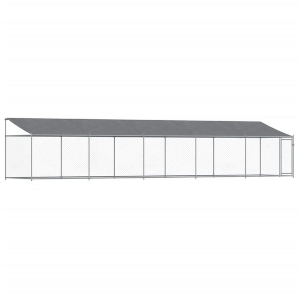 Dog Kennels Dog Cage With Roof And Door Grey 10X2x2 M Galvanised Steel