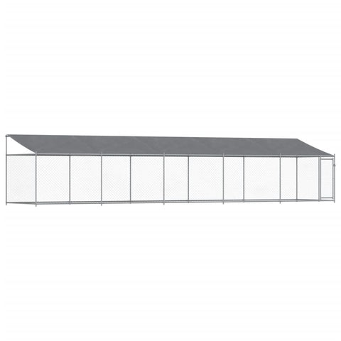 Dog Kennels Dog Cage With Roof And Door Grey 10X2x2 M Galvanised Steel