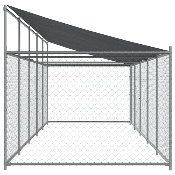 Dog Kennels Dog Cage With Roof And Door Grey 10X2x2 M Galvanised Steel