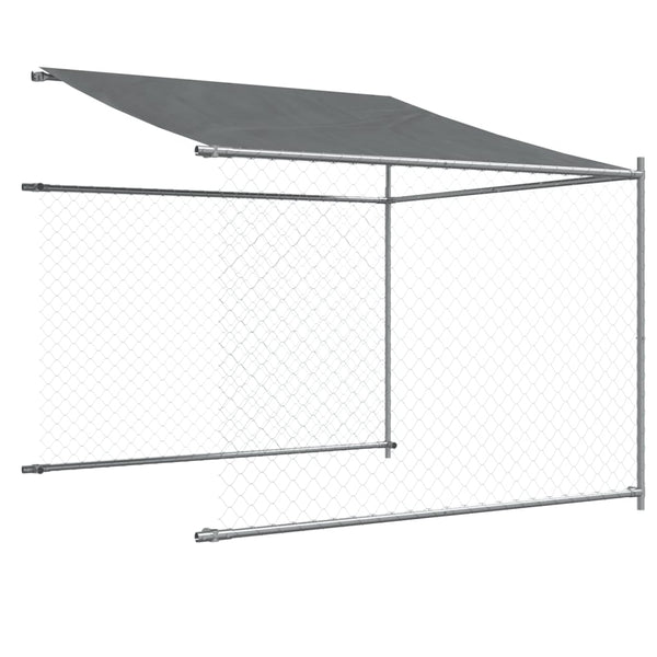 Dog Kennels Dog Cage With Roof And Door Grey 10X2x2 M Galvanised Steel